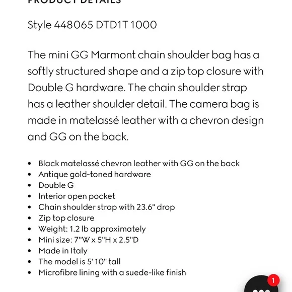 Authentic Black Gucci Marmont Mini. - Picture 9 of 9